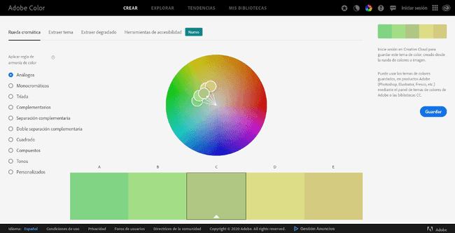 Herramienta adobe color para generar esquemas