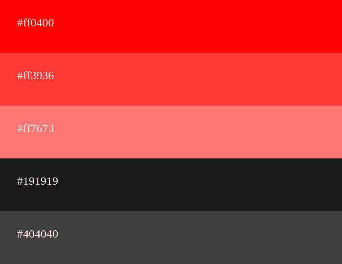 Combinação de cores vermelho e preto