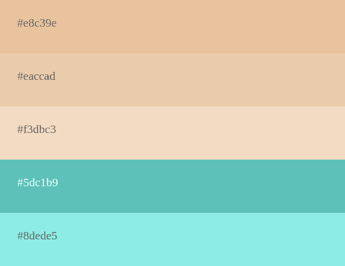 palette de couleurs beige et turquoise