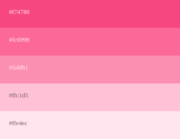Kaugummirosa Farbpalette