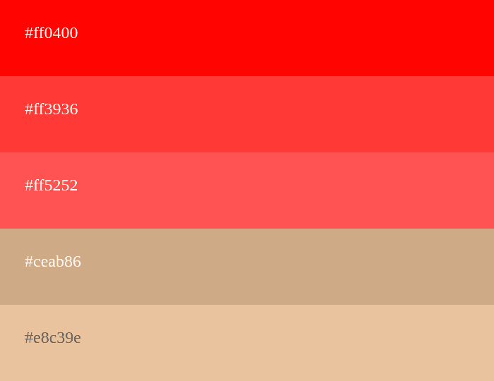 Combinação de cores vermelho e bege