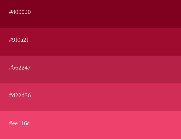 Palette de couleur rouge bordeaux