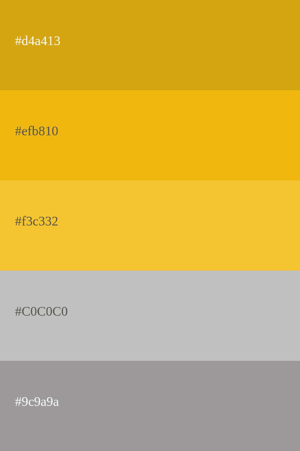 Palette de couleur dorée et argentée