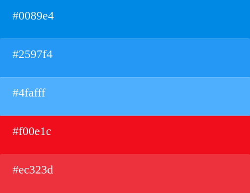 Palette de couleurs bleu et rouge