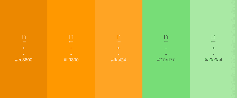 Palette de couleur orange et vert