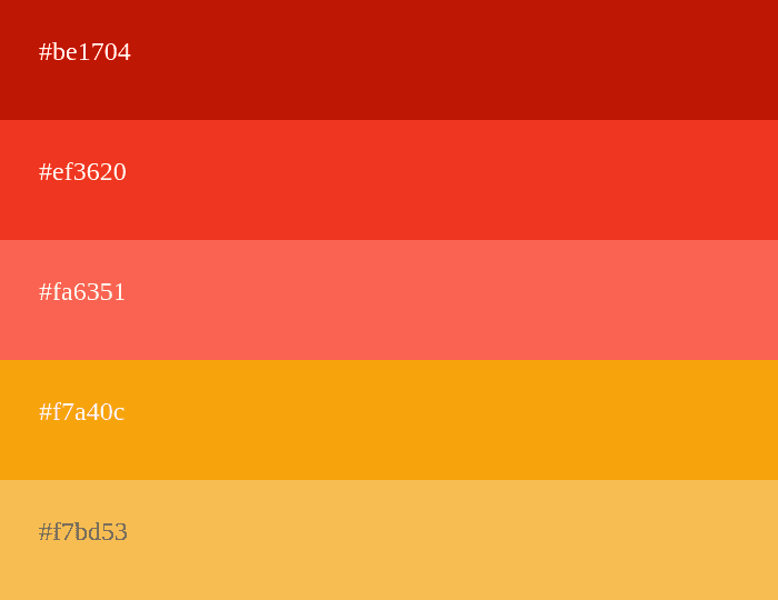 Combinación color rojo y naranja
