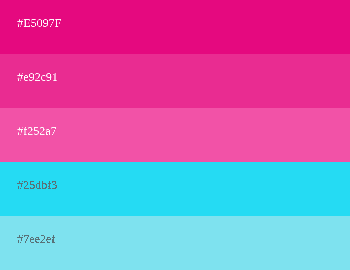 palette de couleurs magenta et cyan