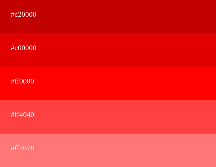 Rote Farbpalette