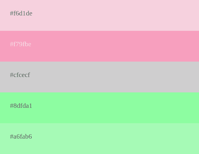 palette couleurs pastel rose et verte