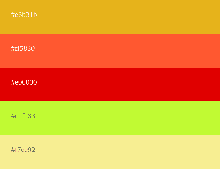 Paleta de cores Quentes