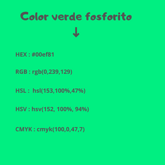 códigos del color verde fosforescente