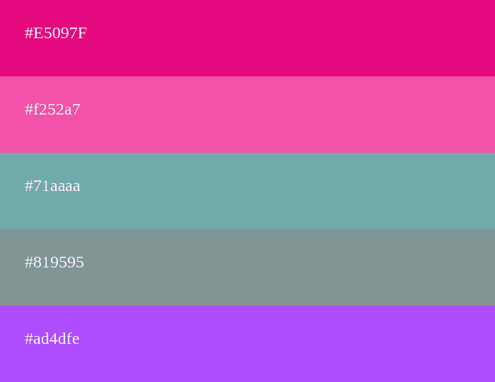 Magenta Farbpalette mit Graublau und Lila