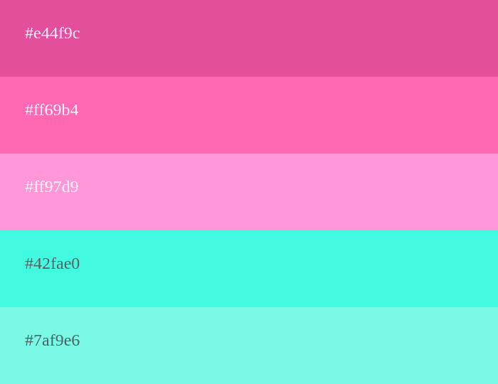 Palette de couleurs rose et cyan