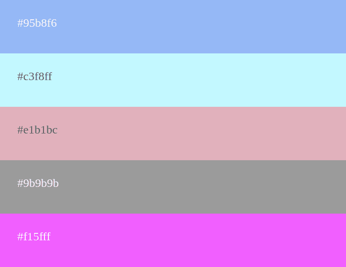 paleta de cores pastel com azul e roxo
