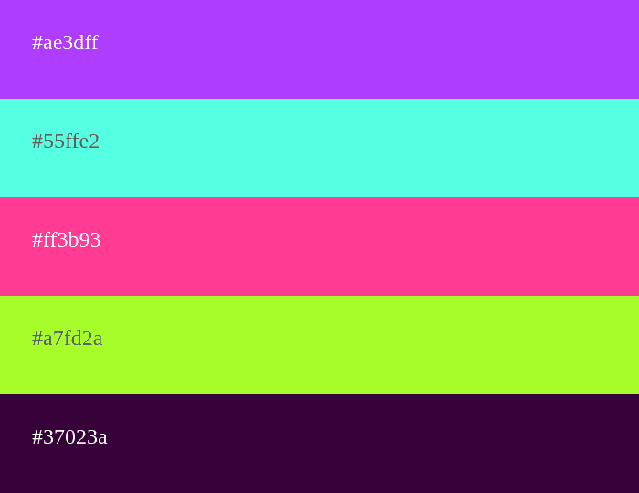 Paleta de colores Neón [códigos y combinaciones]