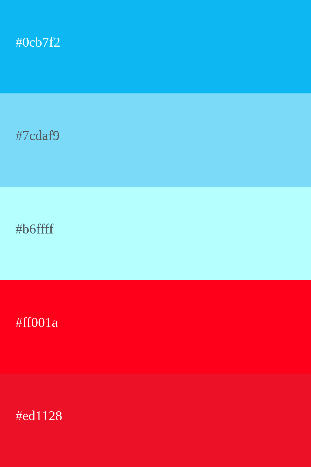 Combinação de cores azul claro e vermelho