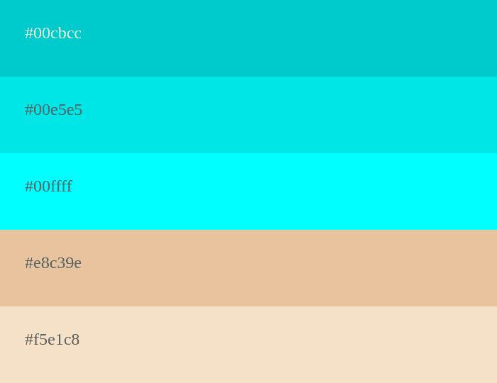 Cyan and beige color palette