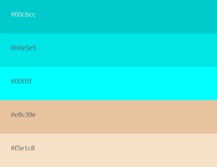 Palette de couleurs cyan et beige