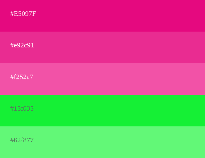 palette de couleurs magenta et vert