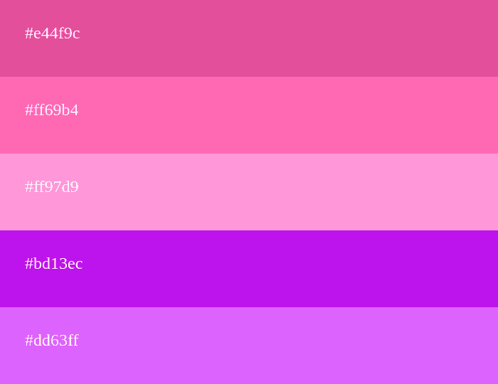Palette de couleurs rose et violet