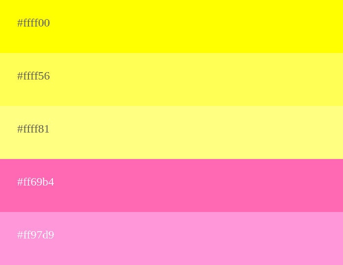 paleta de color amarillo y rosa