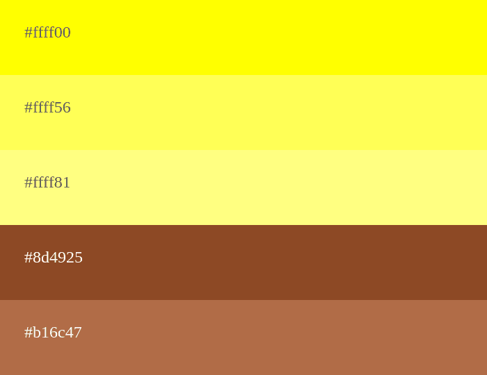 Palette de couleurs jaune et café