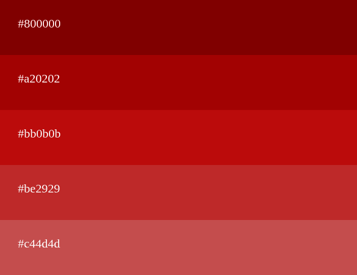 Garnet Red Color Palette