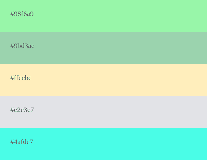 pastel color palette with green