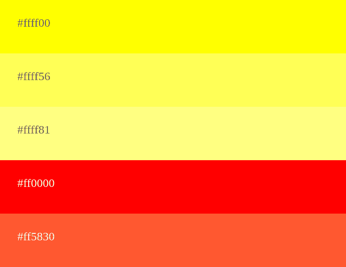 paleta de cores amarelo e vermelho