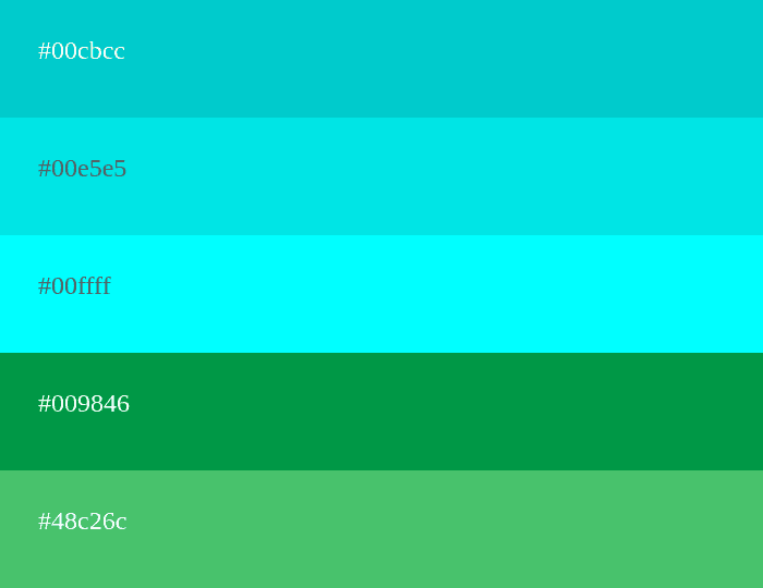 Cyan and green color palette