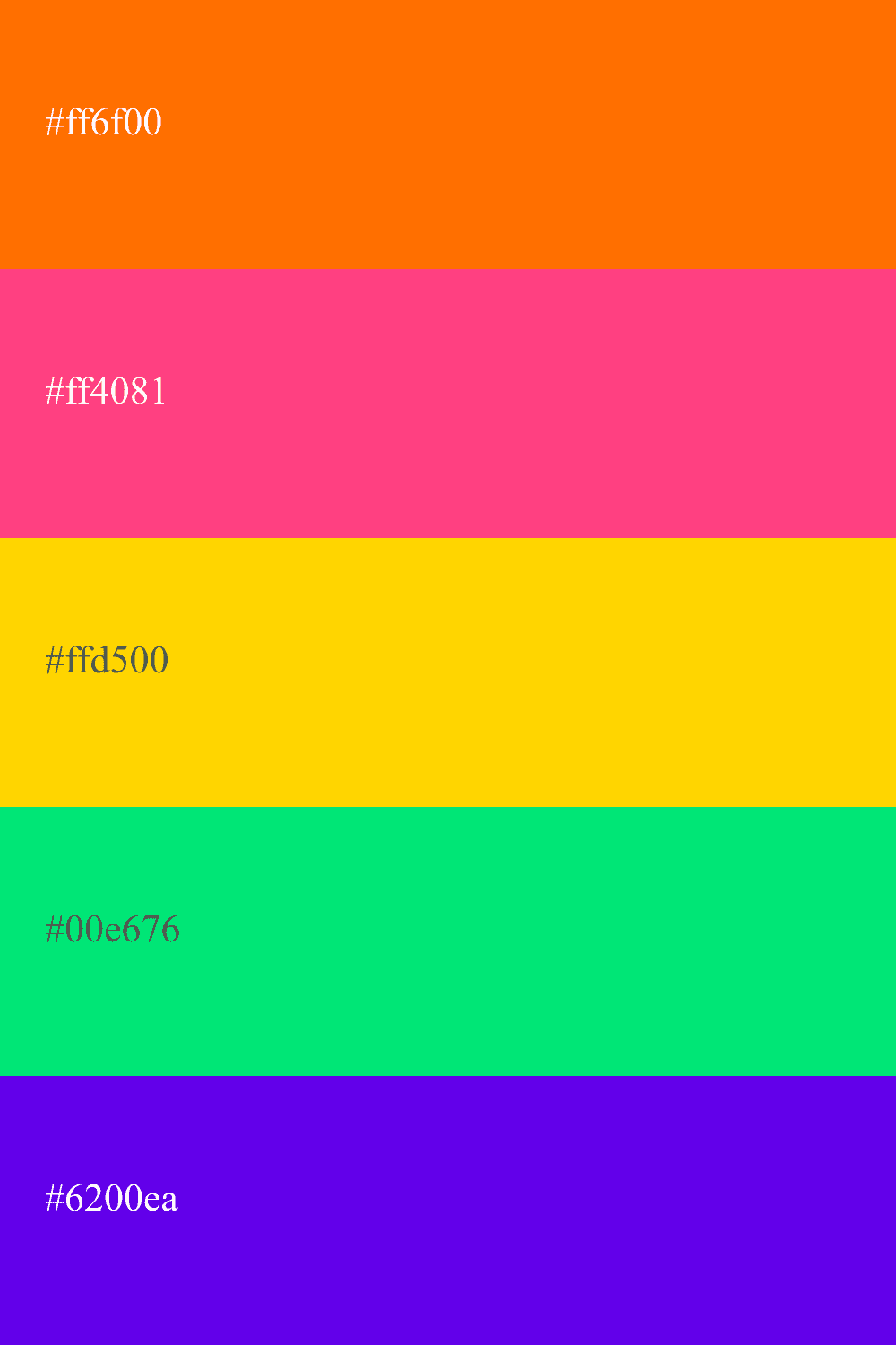 Palette de couleurs vives