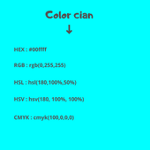 Les codes HTML de la couleur cyan Schemas ⇨【RGB, HSL, HEX】